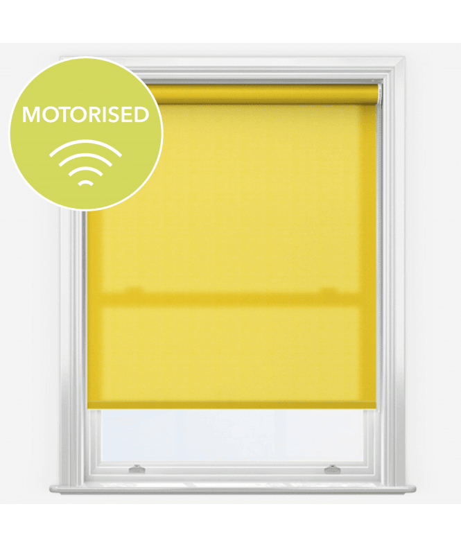 New Edge Blinds Elements Sunshine Yellow Made to Measure Motorised Dimout Roller Blind