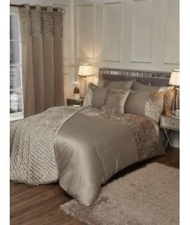 Elysium Collection Quilted Sequin Velvet Bedspread Set in Mink