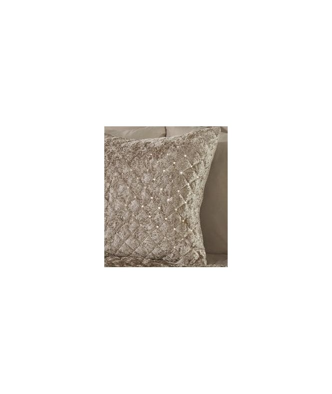 New Edge Blinds Elysium Collection Quilted Sequin Velvet Cushion Cover in Mink