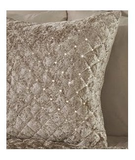 Elysium Collection Quilted Sequin Velvet Cushion Cover in Mink