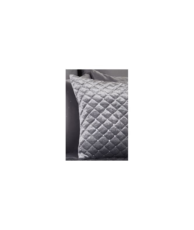 New Edge Blinds Elysium Collection Quilted Sequin Velvet Cushion Cover in Silver