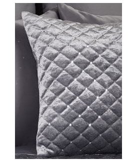Elysium Collection Quilted Sequin Velvet Cushion Cover in Silver