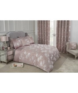 English Garden Collection Embellished Jacquard Duvet Set in Blush Pink