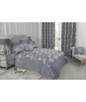 English Garden Collection Embellished Jacquard Quilted Bedspread Set in Silver