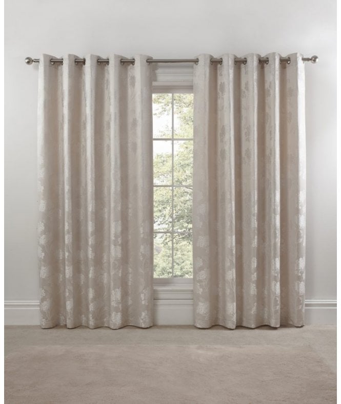 New Edge Blinds English Garden Lined Eyelet Jacquard Curtains Cream