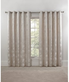 English Garden Lined Eyelet Jacquard Curtains Cream