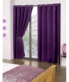 Essential Woven Thermal Blackout Eyelet Curtains Amethyst