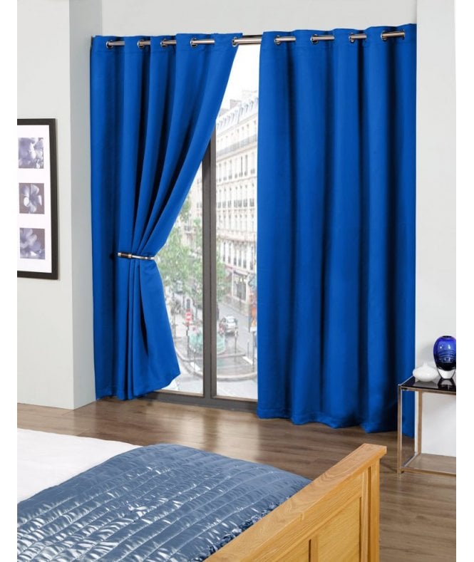 New Edge Blinds Essential Woven Thermal Blackout Eyelet Curtains Blue