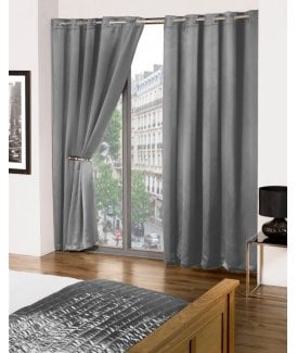 Essential Woven Thermal Blackout Eyelet Curtains Grey