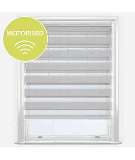 Farrera Silver Birch Motorised Dimout Day & Night Roller Blind