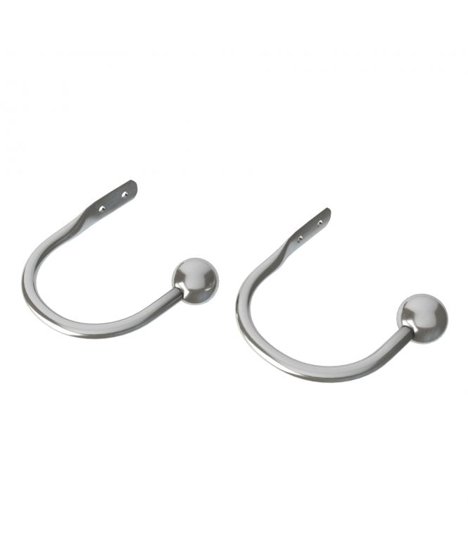 New Edge Blinds Finesse Pair Of Metal Curtain Holdbacks - Satin Silver