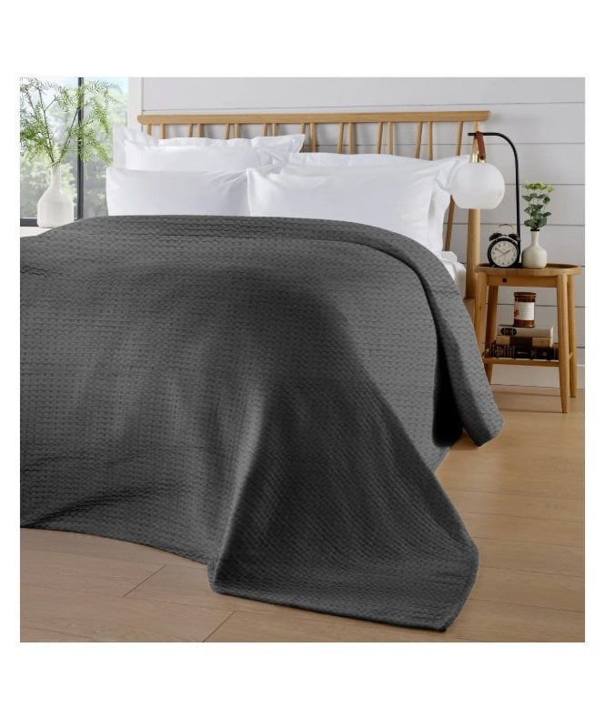 New Edge Blinds Florian Checked Throw Blanket in Grey