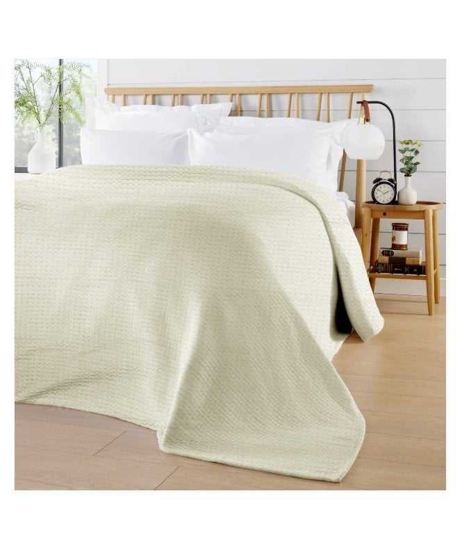 New Edge Blinds Florian Checked Throw Blanket in Natural