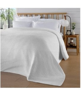 Florian Checked Throw Blanket in White