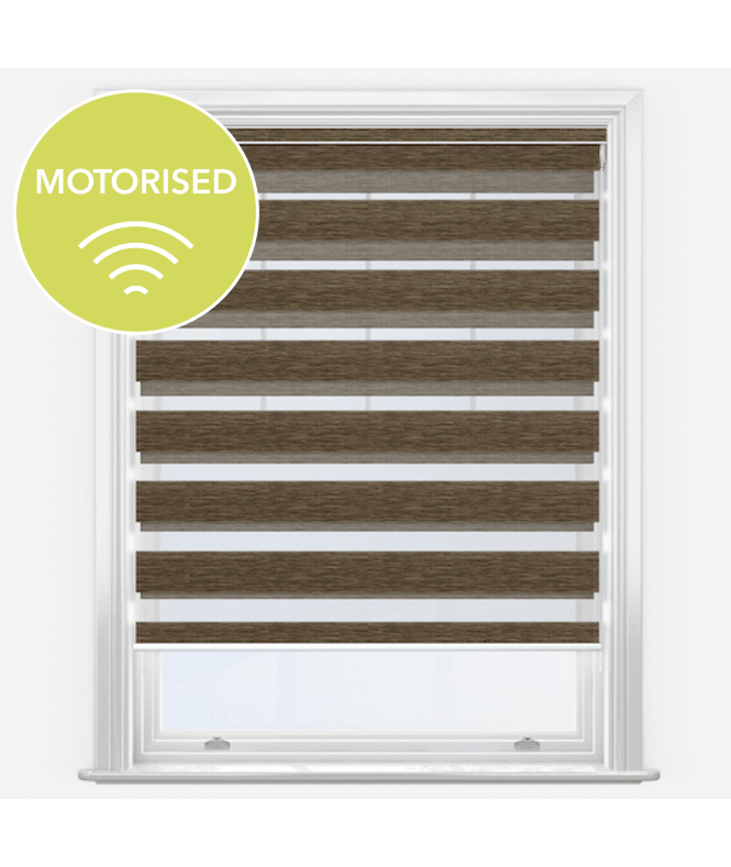 New Edge Blinds Forme Oak Motorised Dimout Day & Night Roller Blind