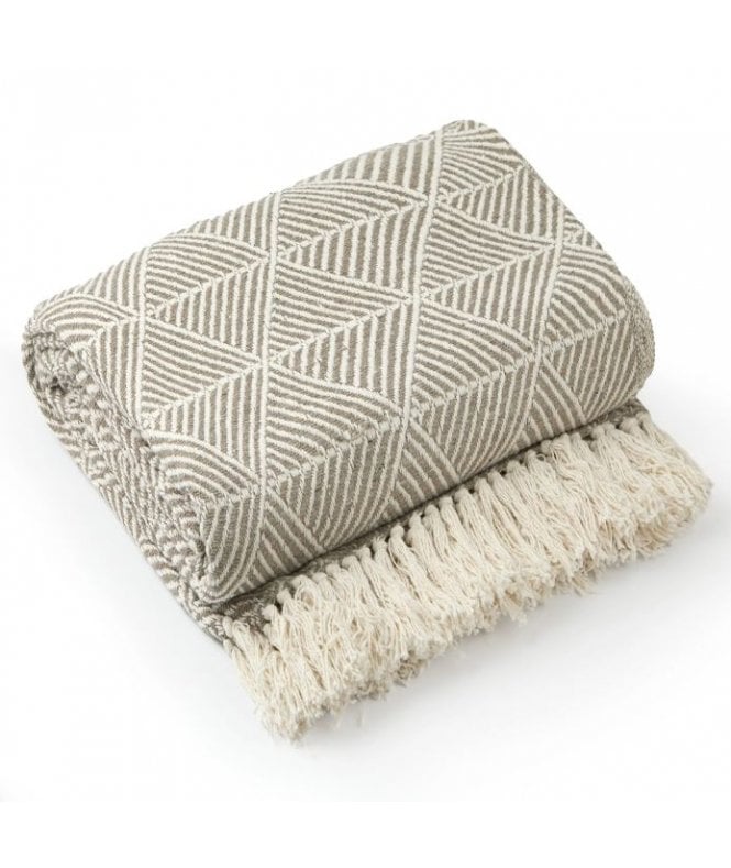 New Edge Blinds Geo Diamond Collection Recycled Cotton Throw in Natural