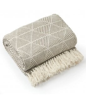 Geo Diamond Collection Recycled Cotton Throw in Natural