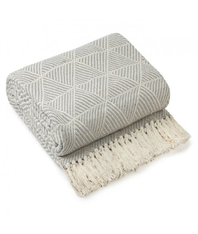 New Edge Blinds Geo Diamond Collection Recycled Cotton Throw in Silver