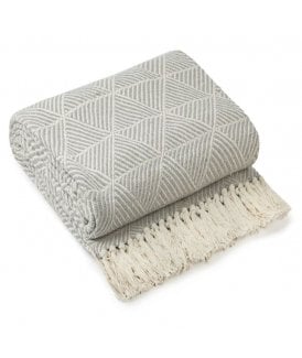 Geo Diamond Collection Recycled Cotton Throw in Silver
