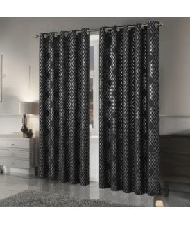 Geometric Sparkle Blackout Curtains in Black