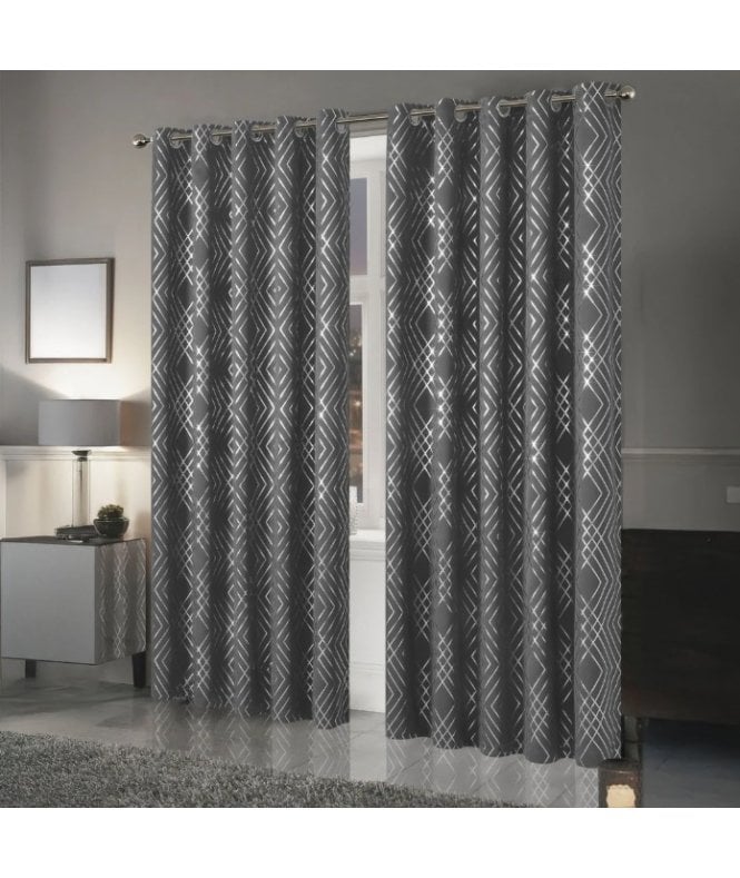 New Edge Blinds Geometric Sparkle Blackout Curtains in Silver