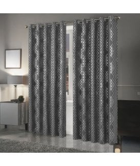 Geometric Sparkle Blackout Curtains in Silver