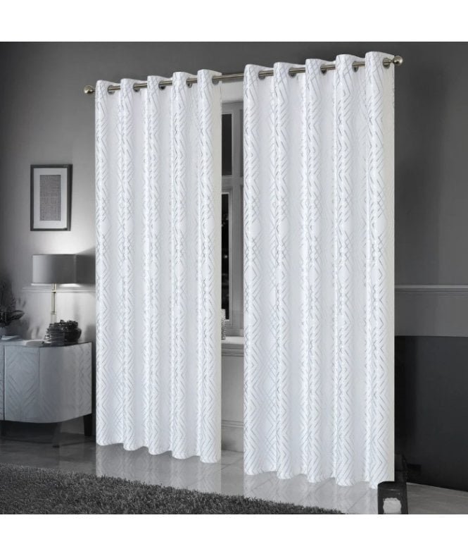 New Edge Blinds Geometric Sparkle Blackout Curtains in White