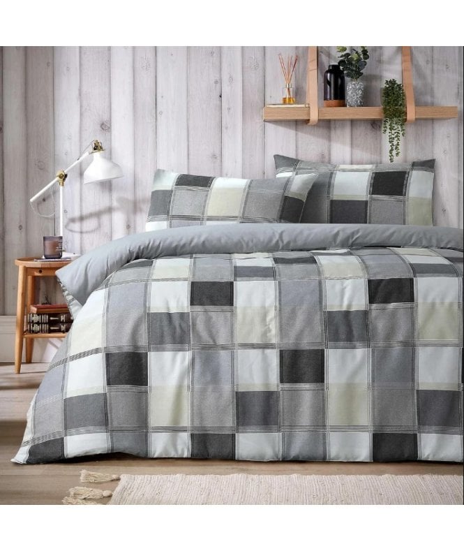 New Edge Blinds Glencoe Check Duvet Set in Grey