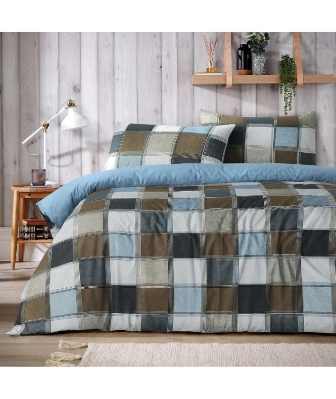 New Edge Blinds Glencoe Check Duvet Set in Natural