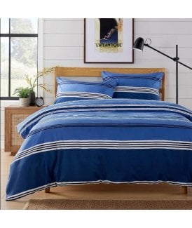 Harlow Stripes Printed Duvet Set in Blue