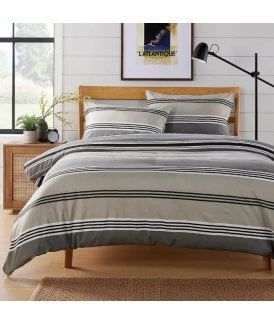 Harlow Stripes Printed Duvet Set in Grey