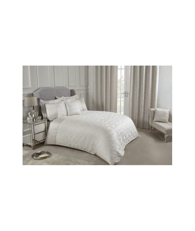 New Edge Blinds Harrow Collection Embellished Jacquard Duvet Set in Cream