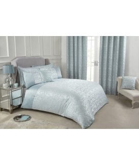 Harrow Collection Embellished Jacquard Duvet Set in Duck Egg