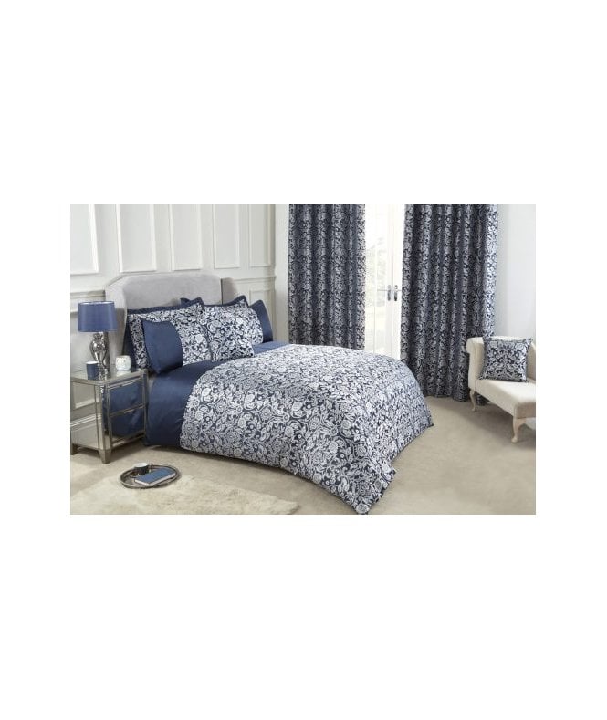 New Edge Blinds Harrow Collection Embellished Jacquard Duvet Set in Navy