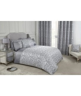 Harrow Collection Embellished Jacquard Duvet Set in Silver