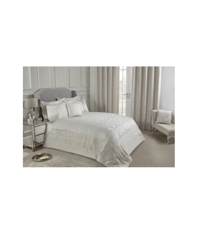 New Edge Blinds Harrow Collection Embellished Jacquard Quilted Bedspread Set in Cream