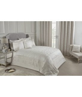 Harrow Collection Embellished Jacquard Quilted Bedspread Set in Cream