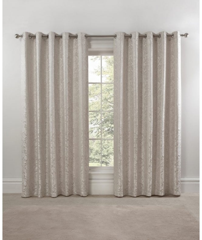 New Edge Blinds Harrow Lined Eyelet Jacquard Curtains Cream