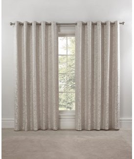 Harrow Lined Eyelet Jacquard Curtains Cream
