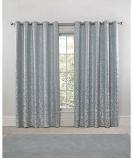 Harrow Lined Eyelet Jacquard Curtains Duck Egg
