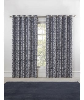 Harrow Lined Eyelet Jacquard Curtains Navy