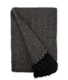 Hartley Collection Recycled Cotton Throw in Black