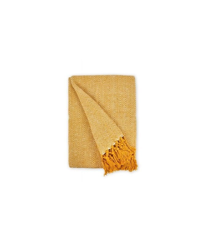 New Edge Blinds Hartley Collection Recycled Cotton Throw in Ochre