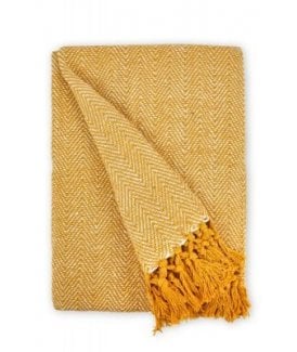 Hartley Collection Recycled Cotton Throw in Ochre