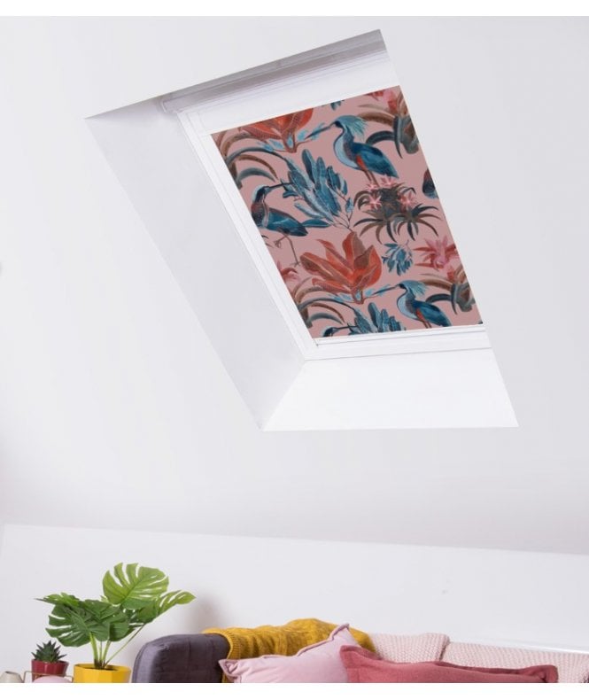 New Edge Blinds Heron and Bromelia Pink Blackout Skylight Blind for VELUX® Roof Windows (V Codes)