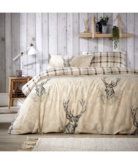Highland Stag Duvet Set in Natural