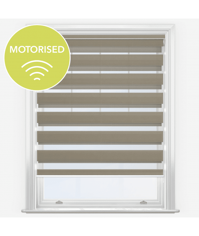 New Edge Blinds Impression Latte Motorised Dimout Day & Night Roller Blind