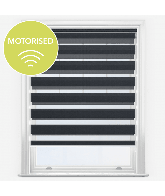 New Edge Blinds Infinate Charcoal Motorised Dimout Day & Night Roller Blind