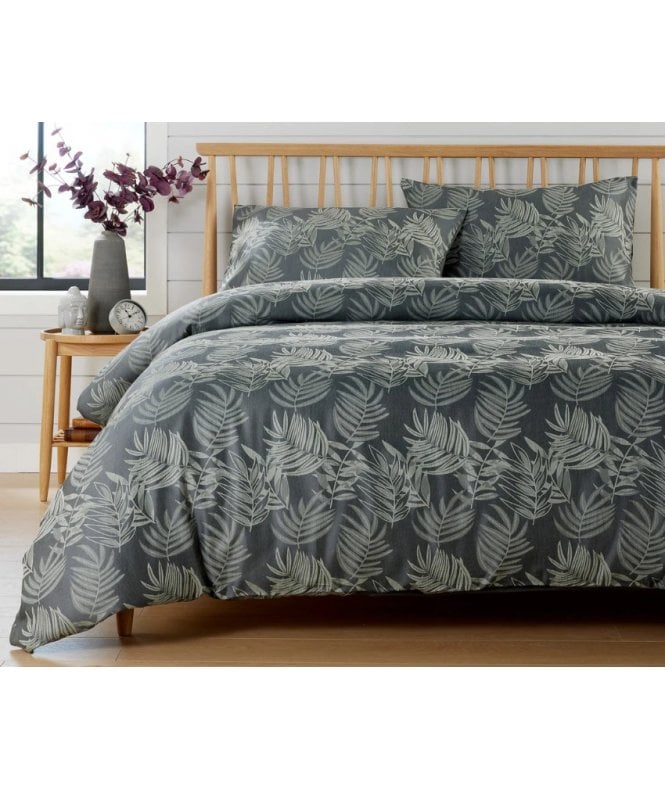 New Edge Blinds Leaf Jacquard Duvet Set in Charcoal
