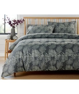 Leaf Jacquard Duvet Set in Charcoal
